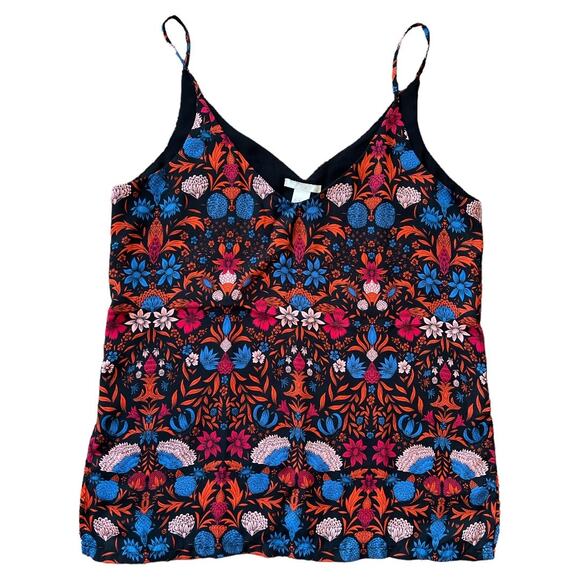 H&M Black Floral Print V Neck Tank Top, 12 - Picture 2 of 6